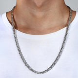 4mm Square Byzantine Chain Necklace for Men Stainless Steel Punk Rock Male Jewel