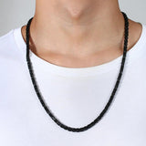 4mm Square Byzantine Chain Necklace for Men Stainless Steel Punk Rock Male Jewel