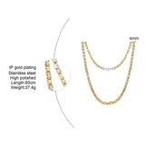 4mm Square Byzantine Chain Necklace for Men Stainless Steel Punk Rock Male Jewel