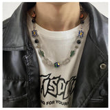 Enamel Fire Flower Charms Necklace Stainless Steel Choker Chain