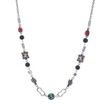 Enamel Fire Flower Charms Necklace Stainless Steel Choker Chain