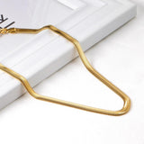 18K Plated Flat Snake Chain Necklace Woman Waterproof Choker Jewelry