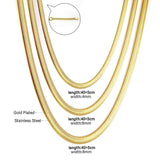 18K Plated Flat Snake Chain Necklace Woman Waterproof Choker Jewelry