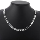 Classic 8MM 18K Plated Silver Necklace for Men Women