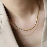 Double Layered Stainless Steel Chain Necklace for Women