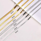 Flat Snake Chain Choker Necklaces 3mm/4mm/5mm Stainless Steel Men