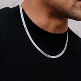 Flat Snake Chain Choker Necklaces 3mm/4mm/5mm Stainless Steel Men