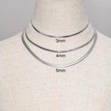 Flat Snake Chain Choker Necklaces 3mm/4mm/5mm Stainless Steel Men