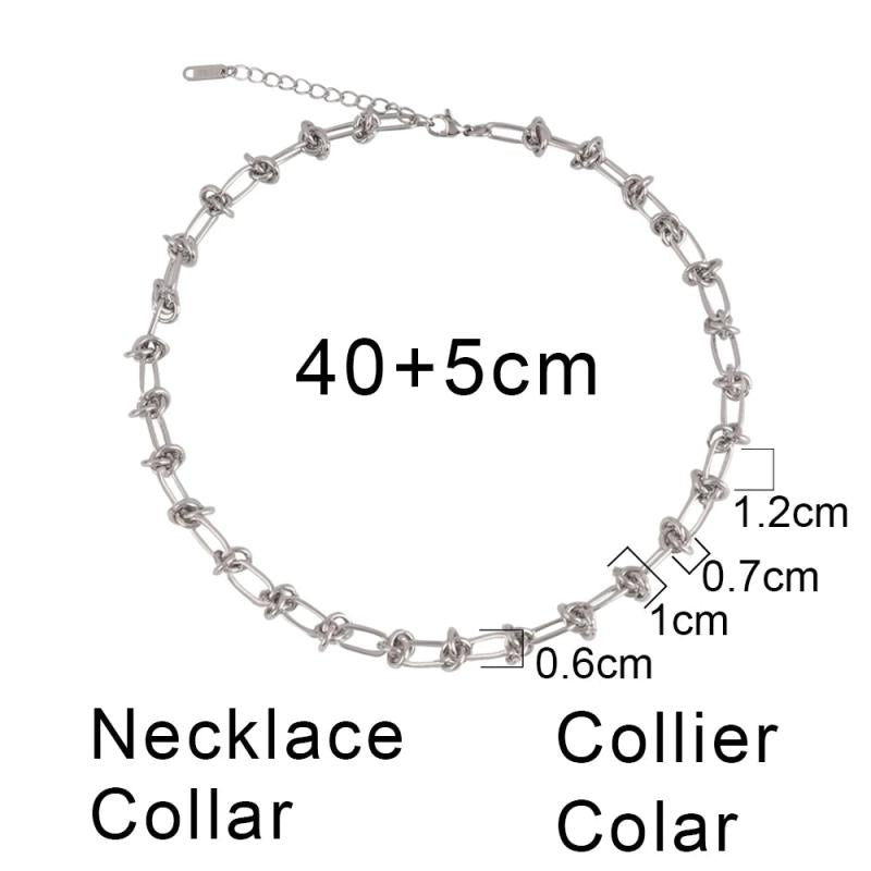 316L Stainless Steel Women's Choker Necklace Thick Chain Knot Jewelry