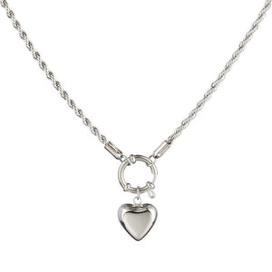 316L Stainless Steel Women's Heart Lock Pendant Necklace