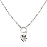 316L Stainless Steel Women's Heart Lock Pendant Necklace