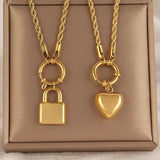 316L Stainless Steel Women's Heart Lock Pendant Necklace