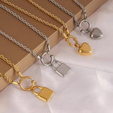316L Stainless Steel Women's Heart Lock Pendant Necklace