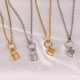 316L Stainless Steel Women's Heart Lock Pendant Necklace
