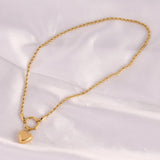 316L Stainless Steel Women's Heart Lock Pendant Necklace