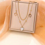 Heart Pendant Necklace for Women, Zircon Hollow, Clavicle Chain Gift