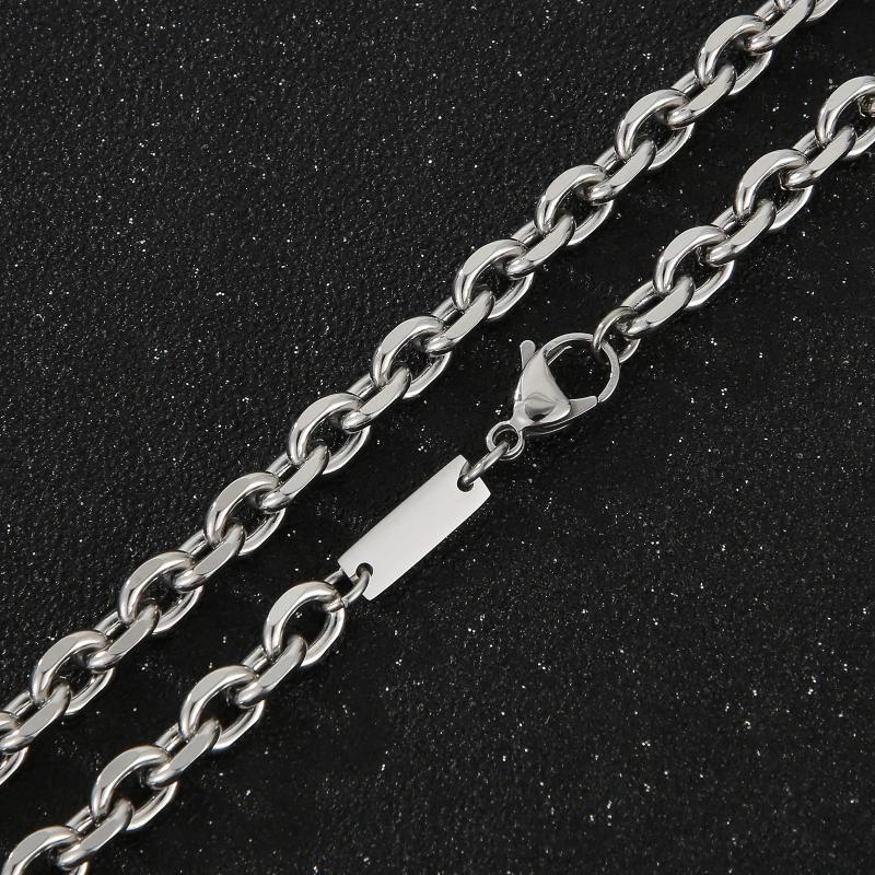 Square Chain Necklace Stainless Steel Polished O-Chain Link