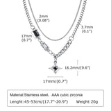 Star Charm Choker Necklace Stainless Steel Double Link Chains Collar