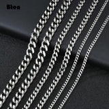 3mm 7mm Cuban Link Chain Necklace for Men Silver Plated Solid Metal Jewelry