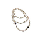 Classic Pearl Camellia Long Sweater Necklace Crystal Jewelry