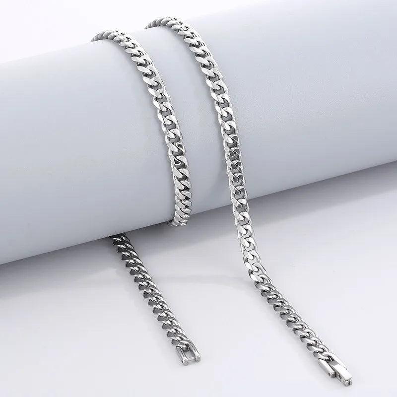 Stainless Steel Thick Necklace Cuban Link Chain Necklace