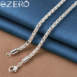 ALIZERO 925 Silver 4MM Round Box Chain Necklace Wedding Party Jewelry