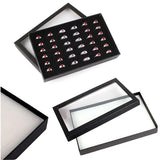PVC 36 Slots Ring Box Tray Storage Case Earrings Jewelry Display Holder