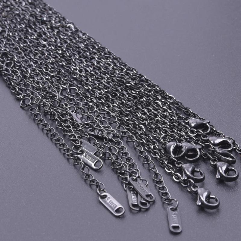 10pcs Stainless Steel Link Chain Necklace 45/60cm Men Women Choker Jewelry