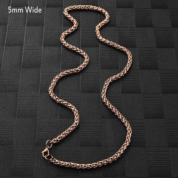 Stainless Steel Wheat Chain Long Necklace Men Jewelry Choker DIY