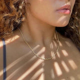 Punk Twisted Rope Link Chain Necklace for Women, Stainless Steel Neck Jewelry
