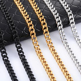 Yadreva Hip Hop Stainless Steel Cuban Link Chain And Silver Punk Choker Necklace
