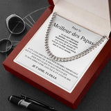 French To My Dad Gift Father Daughter Stainless Steel Cuban Chain