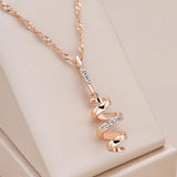 Kinel 585 Rose Geometry Rotate Pendant Necklace with Zircon for Women