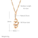 Kinel 585 Rose Geometry Rotate Pendant Necklace with Zircon for Women