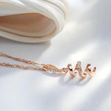 Kinel 585 Rose Geometry Rotate Pendant Necklace with Zircon for Women