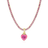 Zircon Heart Tennis Chain Necklace Enamel Green Crystal Chocker