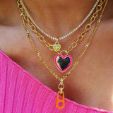 Zircon Heart Tennis Chain Necklace Enamel Green Crystal Chocker
