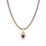 Zircon Heart Tennis Chain Necklace Enamel Green Crystal Chocker