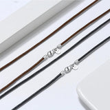 Italian 3mm Brown Leather Cord Chain Necklace 925 Sterling Silver Clasp SC62