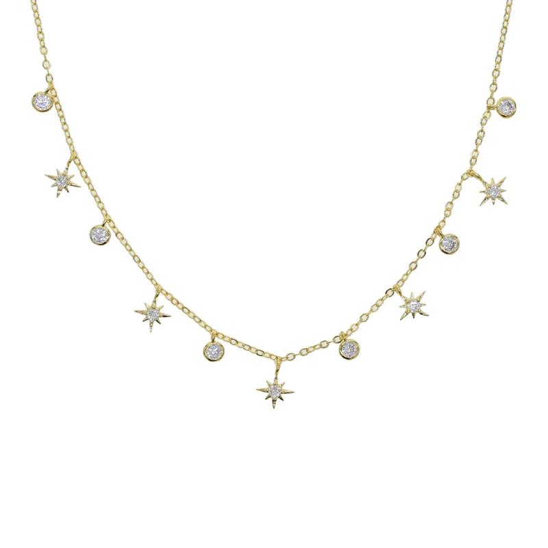 Silver Star Charm Choker Necklace - Women's Jewelry