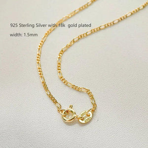 1.5mm Yellow 925 Silver Chain Necklace for Women Girls Kids