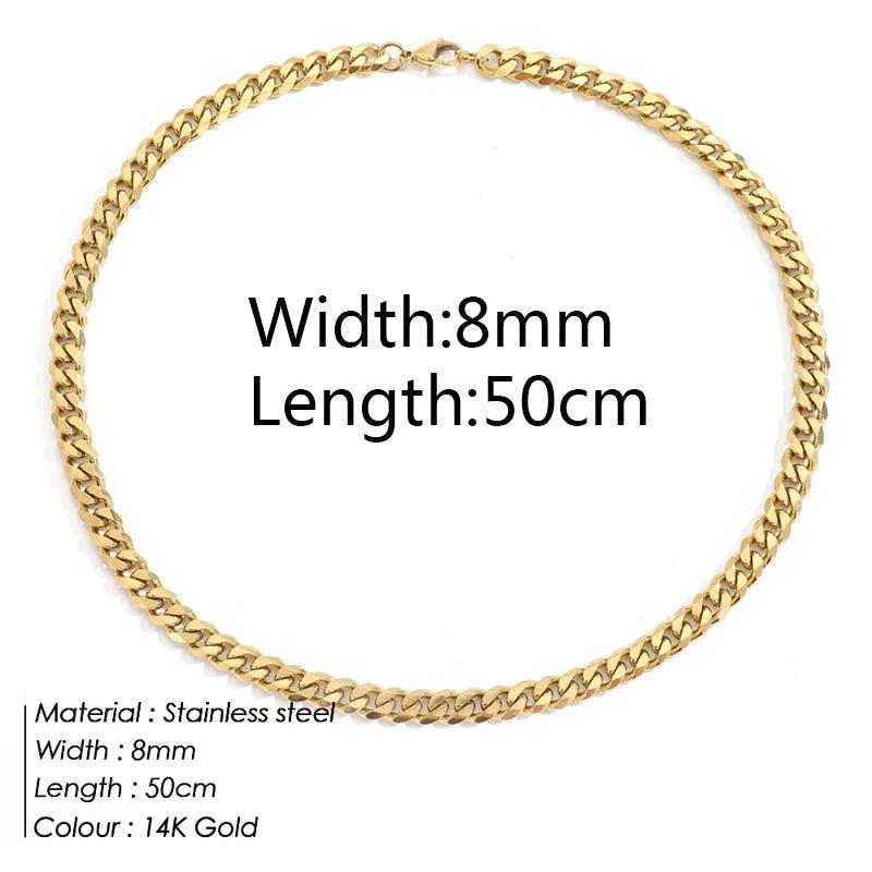 Cuban Link Chain Necklace Stainless Steel Women Choker Hip Hop Punk High Jewelry