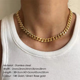Cuban Link Chain Necklace Stainless Steel Women Choker Hip Hop Punk High Jewelry