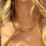 Cuban Link Chain Necklace Stainless Steel Women Choker Hip Hop Punk High Jewelry