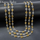 Coffee Bean Chains Necklaces 316L Stainless Steel Waterproof Choker