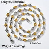 Coffee Bean Chains Necklaces 316L Stainless Steel Waterproof Choker