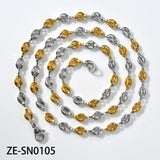 Coffee Bean Chains Necklaces 316L Stainless Steel Waterproof Choker