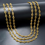 Coffee Bean Chains Necklaces 316L Stainless Steel Waterproof Choker
