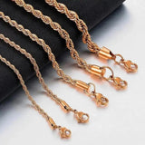 Stainless Steel Rope Chain Rose Necklace Unisex