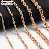 Stainless Steel Rope Chain Rose Necklace Unisex
